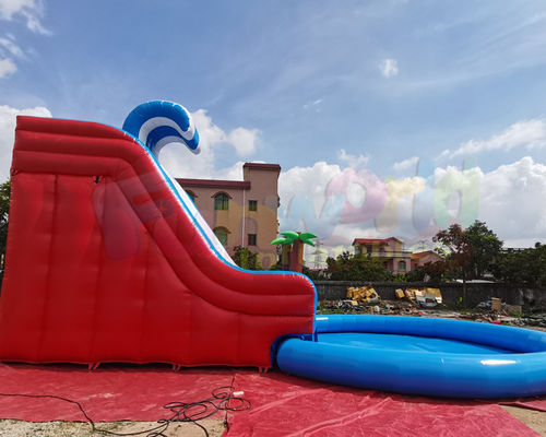 Multi Color Outdoor Inflatable Water Slides Bounce House With Pool