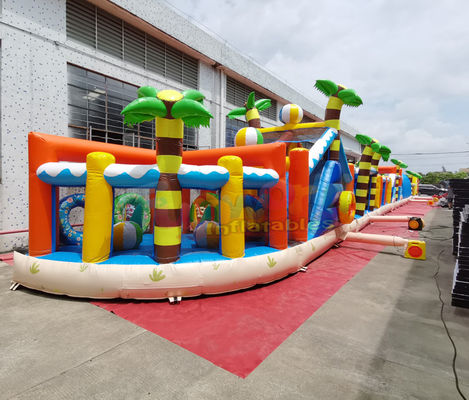 EN71 Long Amusement Park Inflatable Bounce House Combo