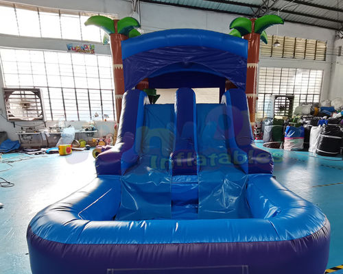 Palm Tree Jumping Inflatable Bouncer Slide With Triple Stitching