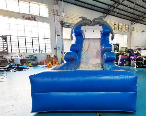 Children 0.55mm PVC Inflatable Water Slide With Pool Double Stitching