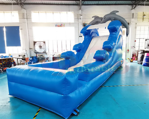 Children 0.55mm PVC Inflatable Water Slide With Pool Double Stitching