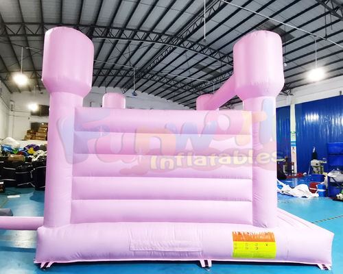 Pink 0.55mm PVC Inflatable Bounce Houses Quadruple Stitching