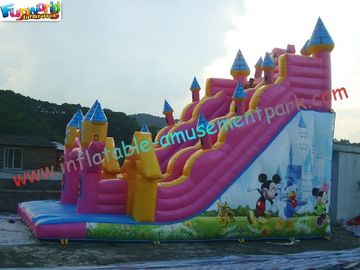 Cute Mickey Mouse Commercial Inflatable Slide  /  Customized Inflatable Zip Slide Toys