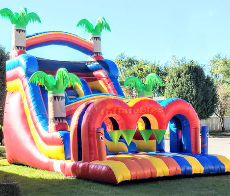 ODM Palm Tree Bounce House With Slide Digital Printing Logo