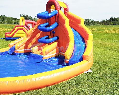 Multi Color Jumping Bounce House Inflatable Water Slide With Pool