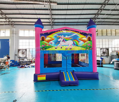 Double Stitching Inflatable Bounce Houses Unicorn Bouncy Castle