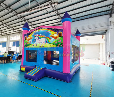 Double Stitching Inflatable Bounce Houses Unicorn Bouncy Castle