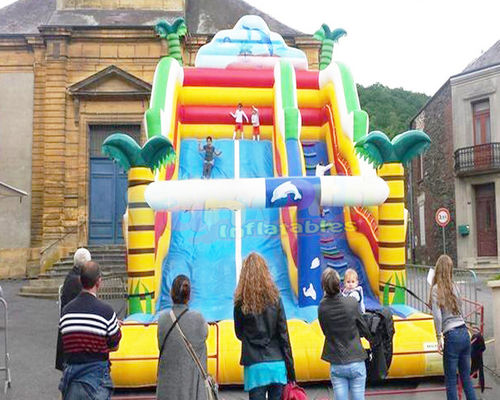 Palm Tree Bouncy Castle Commercial Inflatable Slide For Amusement Park