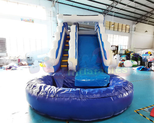 Mini Bouncer House 1000D Outdoor Inflatable Water Slides With Pool