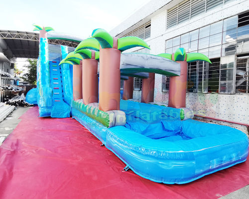 ODM Outdoor Inflatable Water Slides Giant Long Palm Tree Bounce House