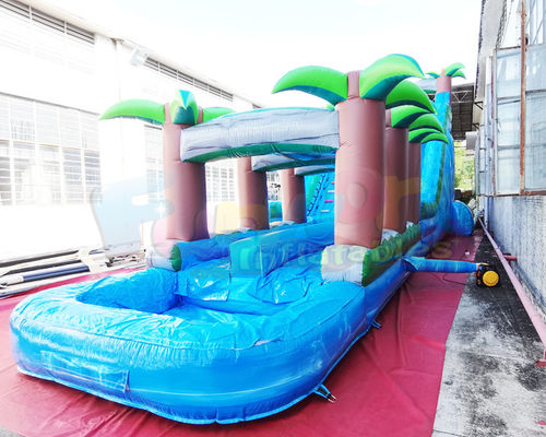 ODM Outdoor Inflatable Water Slides Giant Long Palm Tree Bounce House