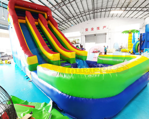 TUV Outdoor Inflatable Water Slides Double Side Bouncer Bounce House