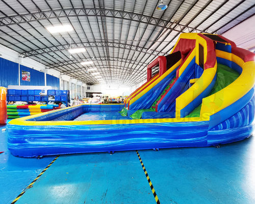 1000D Playground Bounce House Inflatable Water Slide With Pool