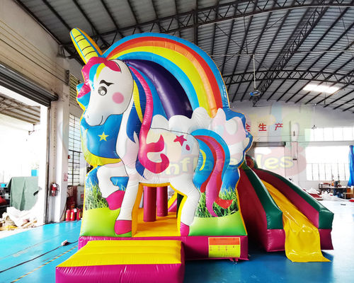 EN71 Mini Unicorn Bouncy Castle Inflatable Bouncer Slide