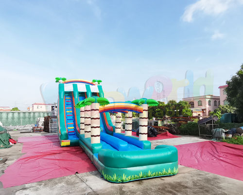 Long Palm Tree Bounce House Pool Inflatable Water Slide