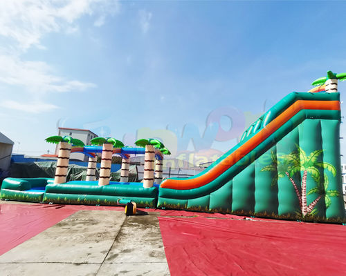 Long Palm Tree Bounce House Pool Inflatable Water Slide