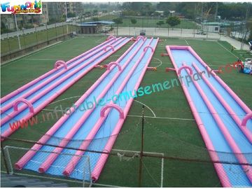 400m Three Lane Splash Outdoor Inflatable Water Slides  for Crazy Custom