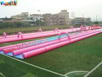 400m Three Lane Splash Outdoor Inflatable Water Slides  for Crazy Custom