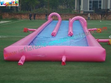 400m Three Lane Splash Outdoor Inflatable Water Slides  for Crazy Custom