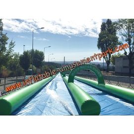 Long Outdoor Inflatable Water Slides , Green Inflatable City Water Slides For Adult