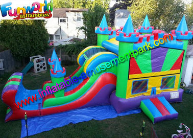 Colorful Kids Crazy Inflatable Bouncer Slide Jumping Castle With Turrets