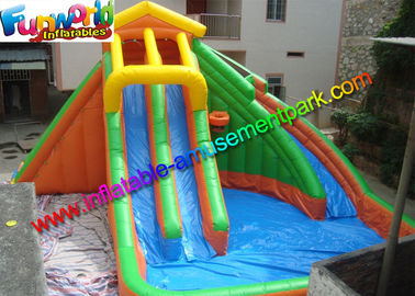 Large Outdoor Inflatable Water Slides Pool With PLATO 0.55mm PVC Tarpaulin