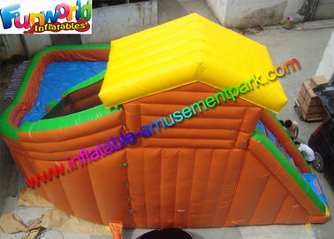 Large Outdoor Inflatable Water Slides Pool With PLATO 0.55mm PVC Tarpaulin