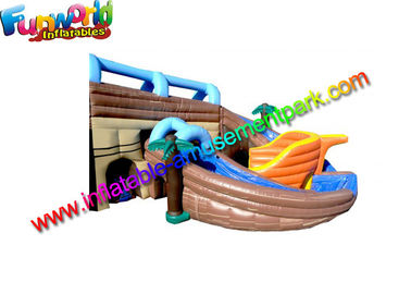 Shipwreck Pirate Outdoor Inflatable Water Slides  , Inflatable Water Pool Slides With Tree